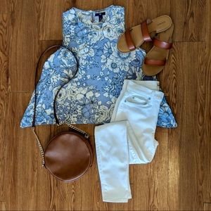 Blue and white floral sleeveless top, Gap size S